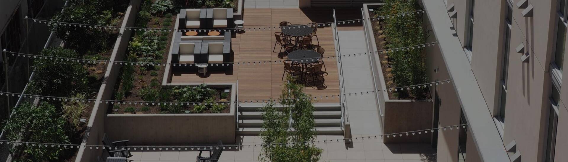 Aerial View Outdoor Space with String Lights