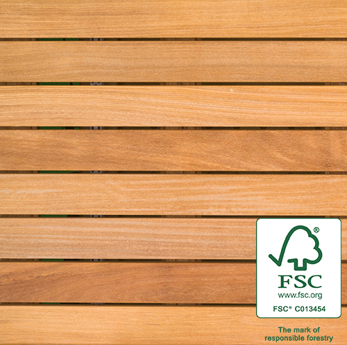 Baldosa de madera 100 % de cumarú FSC® de 2 ft x 2 ft lisa