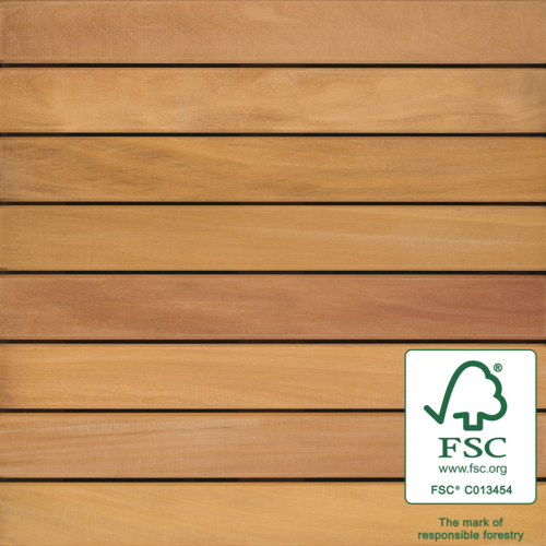 Baldosa de madera 100 % de garapa FSC® de 2 ft x 2 ft lisa