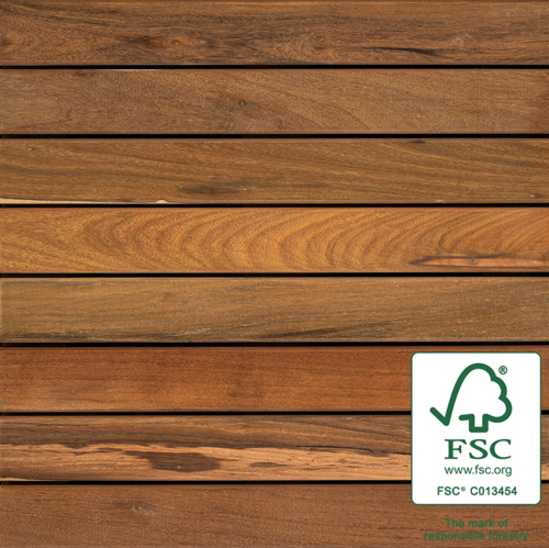 Baldosa de madera 100 % de lapacho AB FSC® de 2 ft x 2 ft lisa