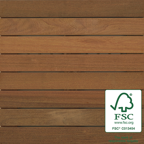 Baldosa de madera 100 % de lapacho FSC® de 2 ft x 2 ft lisa