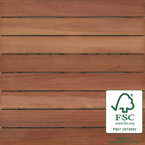 Baldosa de madera 100 % de massaranduba FSC® de 2 ft x 2 ft estriada