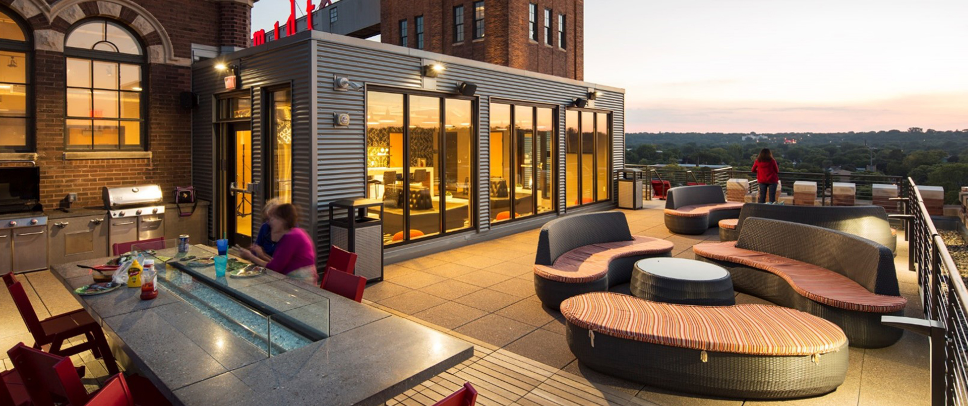 Bison Innovative Products Schmidt Artist Loft Rooftop Patio Design Sunset